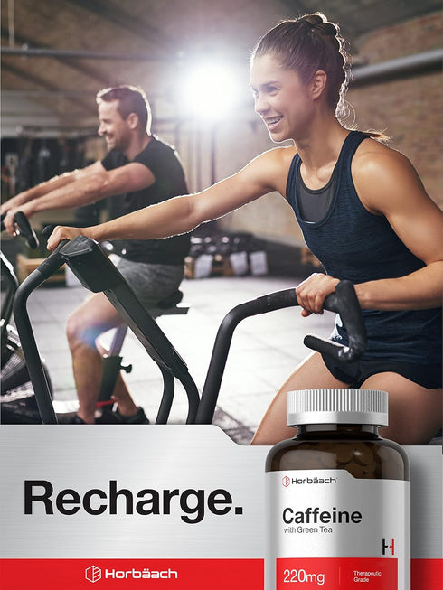 Horbaeach Caffeine Pills 200mg with Green Tea, 500 Tablets, Vegetarian Non-GMO Gluten Free