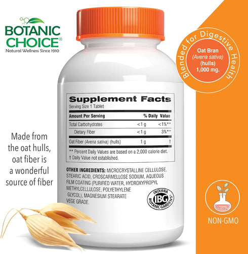 Botanic Choice Oat Fiber - Natural Dietary Supplement for Digestive Health, 90 Tablets