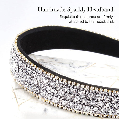 Wecoe Silver Headband - Fashion Rhinestones Hair Band for Women and Girls, Thin Hair Accessories