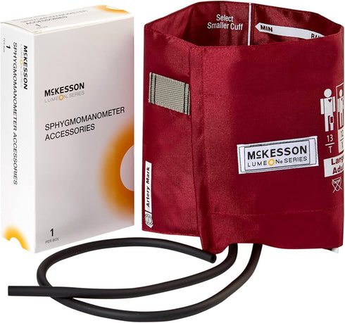 McKesson LUMEON Nylon Blood Pressure Cuff - Burgundy, Adult Medium, 34 cm to 50 cm, 1 Count