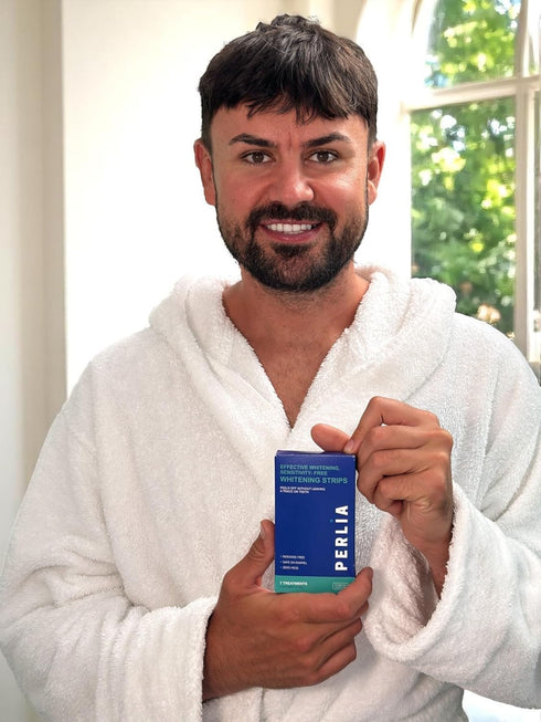 Perlia 7-Day (14 Teeth Whitening Strips, Sensitivity-Free, Enamel Safe, Treatment Strips) with Tea Tree Oil, Coconut