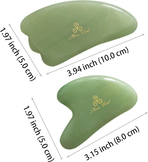 Set of 2 Gua Sha Facial Massagers, Jade Stone Skincare Tools for Excellent Massage and Relaxation