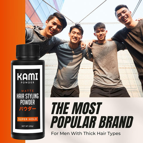 Kami Hair Styling Powder for Men - Strong Hold, Natural Matte Finish, Texturizing Hair Powder for Thick Hair Styling
