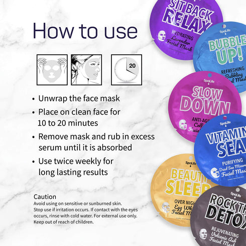 SpaLife Rock the Detox Rejuvenating Volcanic Ash Facial Mask - 10 Count