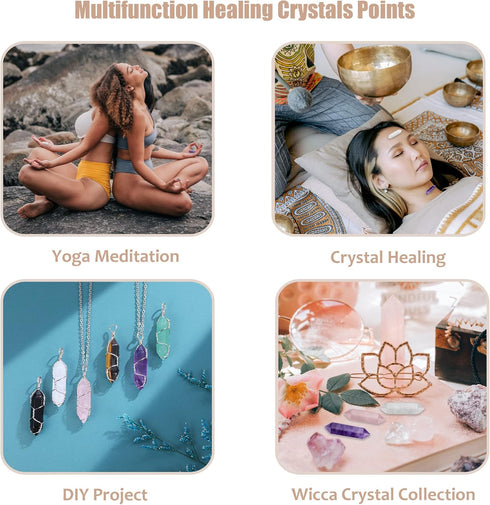 CrystalTears Healing Crystal Stones Set - Hexagonal Natural Amethyst, Rose Quartz, Clear Quartz Reiki Healing Crystals