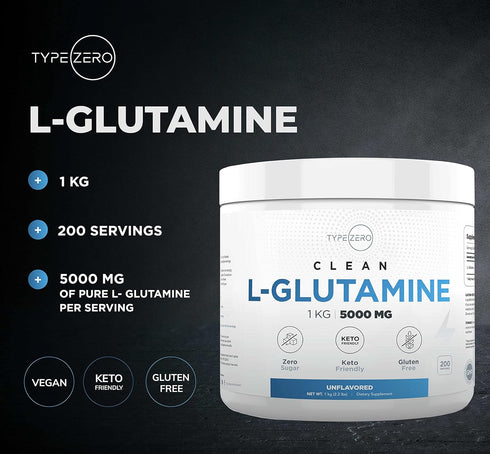 5X Strength L Glutamine Powder (5000mg | 1KG) - Pure L-Glutamine Supplement for Gut Health, Recovery, Vegan, Gluten Free