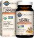 Garden of Life Organics Extra Strength Turmeric - 120 Tablets with 100mg Curcumin, Black Pepper, Probiotics