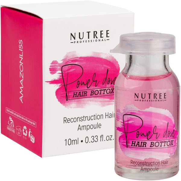 Nutree Professional Brasil Power Dose Hair Ampoule, 0.33 oz - Long-term Hydration, Eliminates Split Ends, Adds Volume