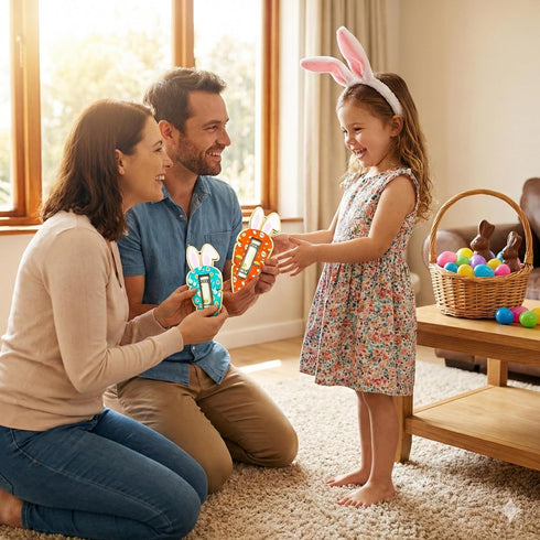 Set 2 LINHARA of Easter Money Holders for Cash, Bunny & Carrot Money Holder, Wooden Easter Bunny Money Holder for Kids