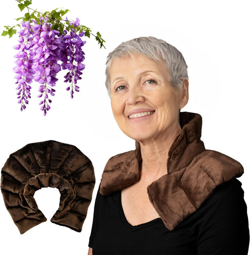 Herbal Concepts Neck and Shoulder Wrap, Microwavable for Pain Relief with 12 Herbs, Chocolate