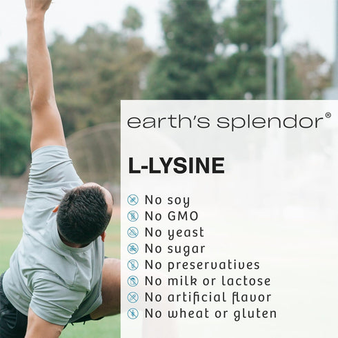 Earth's Splendor L-Lysine 500 mg Dietary Supplement for Men & Women - 100 Caplets