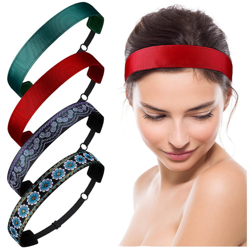 Sintege 8 Pcs Woman Elastic Headband Adjustable Non Slip Velvet Lined Headbands for Sport Yoga Work Makeup Stylish