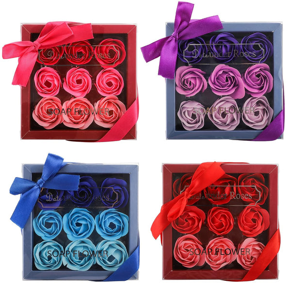 Hedume 4 Boxes Floral Scented Bath Soap - 36 Pcs Rose Flower Petals in Gift Box for Special Occasions