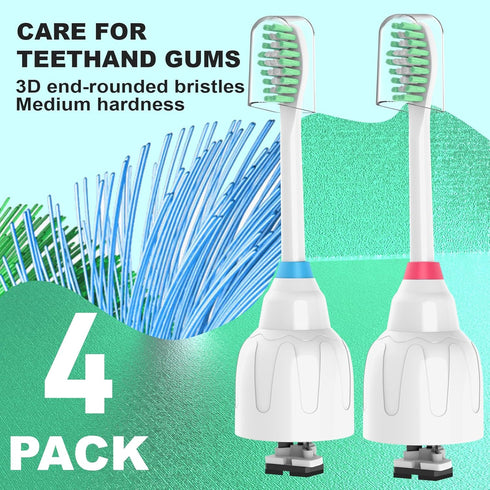 Replacement Heads for Philips Sonicare E Series Electric Toothbrush, 4 Pack for HX7023/64, HX7023/30, White
