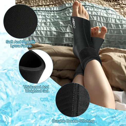iTHERAU Ankle Ice Wrap 2 Pack for Swelling, Plantar Fasciitis, Foot Pain Relief, Reusable Hot Cold Compress