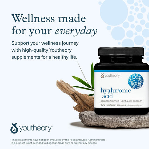 Youtheory Hyaluronic Acid Advanced Formula - Joint Support Supplement, 120 Vegetarian Capsules