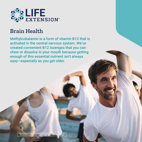 Life Extension Vitamin B12 Methylcobalamin 500mcg, Energy and Brain Health Supplement, 100 Count