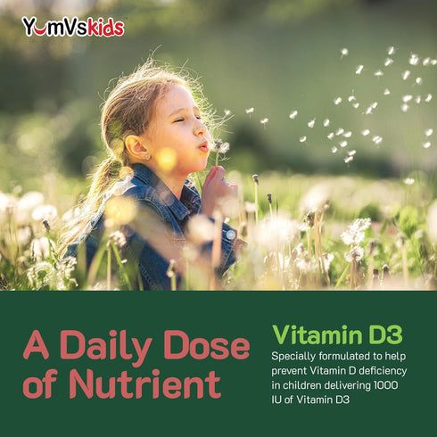 YUM-V's Chewable Vitamin D Gummies for Kids, 1000 IU, 60 Count - Immune Support
