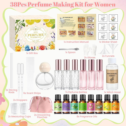 Set Set Sets Perfume Making Kit for Women- DIY Perfume Making Kits, Cologne Making with Essential Oil, Travel Perfume