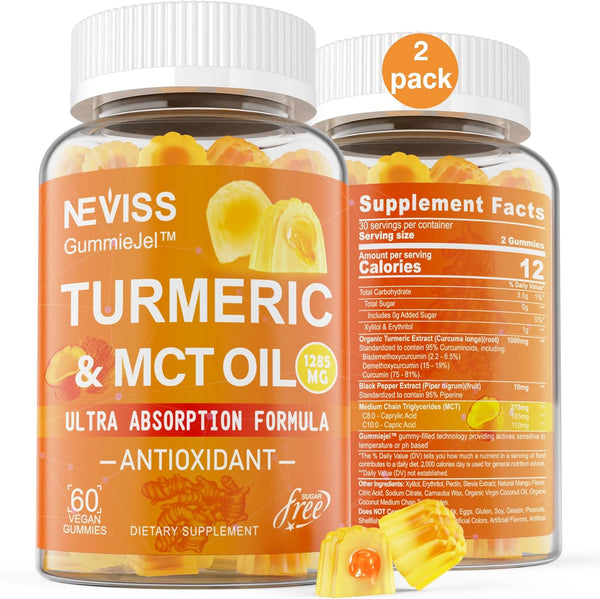 Sugar Free Turmeric Curcumin Gummies, Turmeric 1000mg Supplement with Black Pepper Extract, 120 Counts