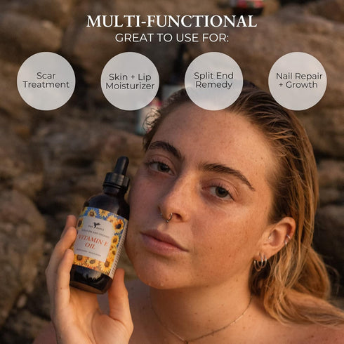 Pure Vitamin E Oil, Multi-Purpose Moisturizer for Skin, Face, Body, Nails, Hair - 4 oz