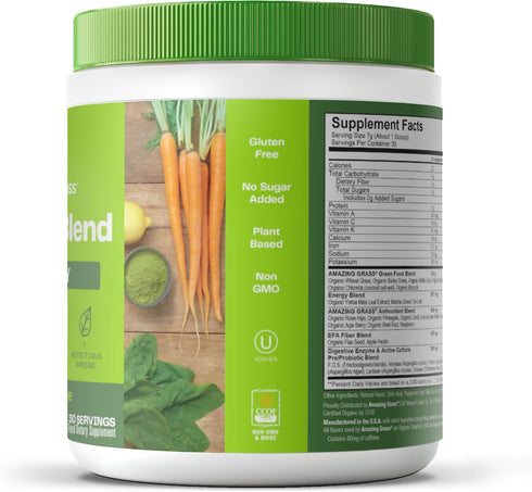 Amazing Grass Greens Blend Energy Smoothie Mix, Super Greens Powder with Matcha Green Tea, 30 Servings