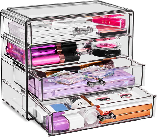 Sorbus Makeup Organizer - 4 Drawer Clear Acrylic Organizers for Cosmetics, Jewelry, Beauty Supplies