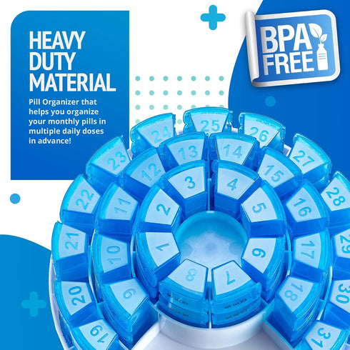 Monthly Pill Box by MEDca - Smart Prescription Organization with Multiple Daily Doses Section, Removable Compartments