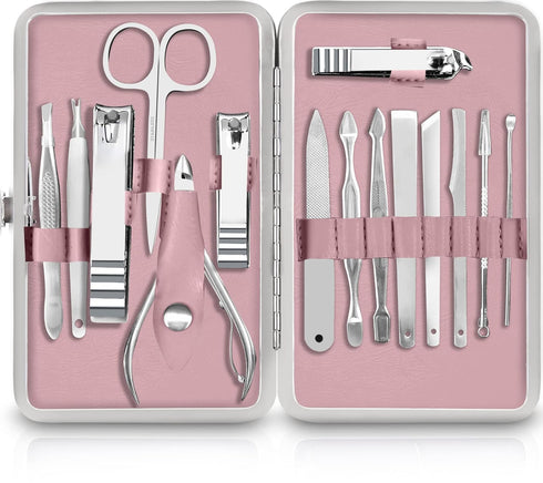 Utopia Care Manicure Kit, 15 Piece Professional Stainless Steel Nail Clippers Set for Men and Women with Travel Case,