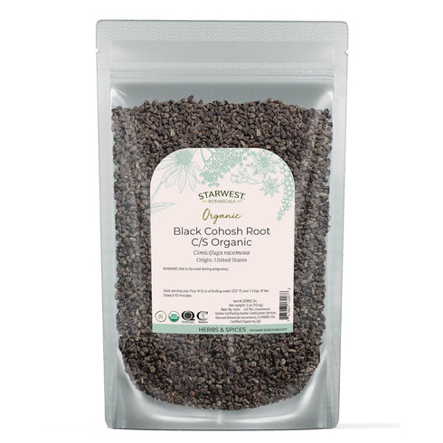 Starwest Botanicals Organic Black Cohosh Root, 4 oz Pouch, Dried Loose Herb for Tea