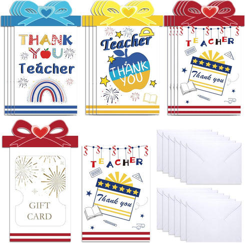 Watayo 12 Sets Teacher Appreciation Money and Gift Card Sleeves, Thank You Teacher