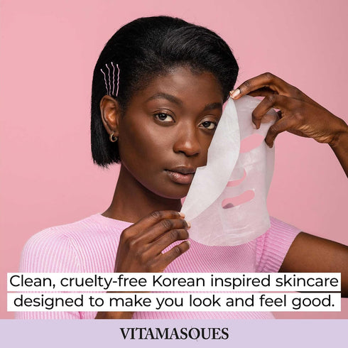 Vitamasques Face Masks Skincare Sheet Kit, 7-Pack - Juicy Collection of Triple-Layer Facial Masks, Pore Purifying
