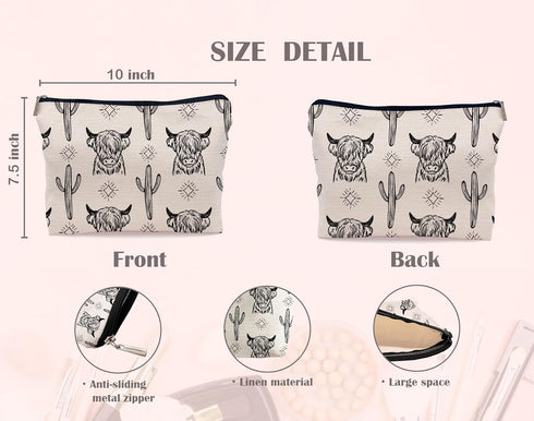 Western Makeup Bag, Cowgirl Stuff, Western Gifts for Women, Cow Makeup Bag, Western Gifts, Cowgirl Gifts