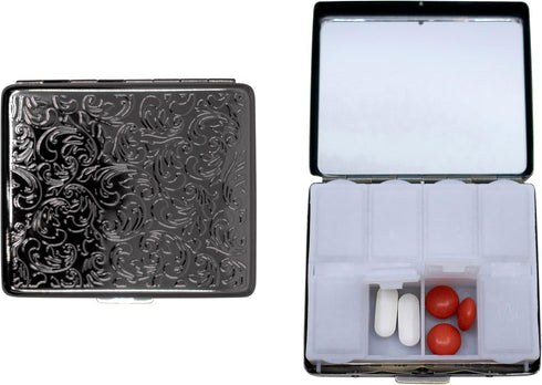 Set of 2 Metal-Plated Weekly (7-Day) Pill Box Case & Portable Medicine