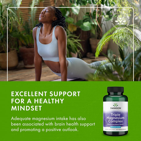 Swanson Triple Magnesium Complex – 100 Capsules, 400mg Each