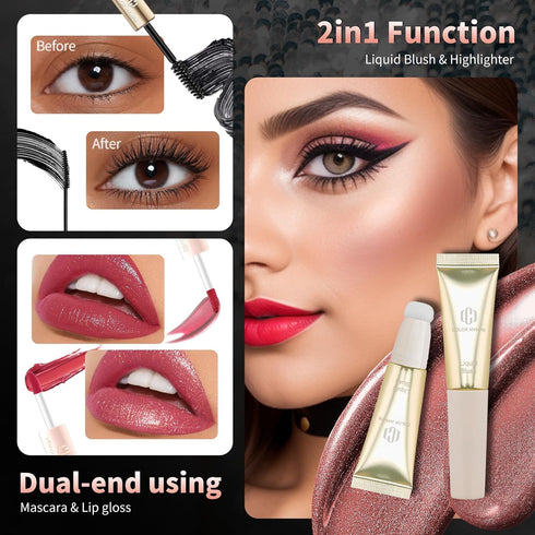 Color Nymph Teen Girls Makeup Kits, All In One Makeup Kit for Ages 5-16, 9 Colors Eyeshadow, Liquid Blush, Lip Gloss,
