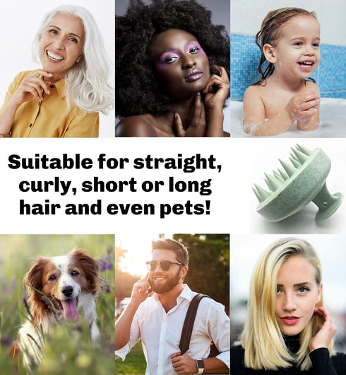 Scalp and Head Massager Shampoo Brush for Hair Growth, Dandruff and Dry Scalp (Green)