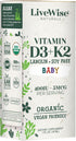 Vitamin D3 and K2 Liquid Drops, Baby Vitamin D Drops with Organic MCT Oil for Healthy Bones