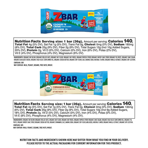 Pack (24 Pack) Zbar - Bake Sale Collection - Cookies 'N Creme and Cinnamon Roll Flavor - Soft Baked Snack Bars Variety