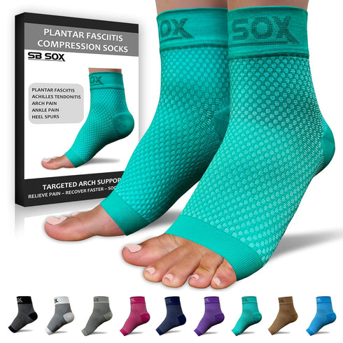 SB SOX Plantar Fasciitis Relief Socks, Ankle Brace Compression Sleeve for Foot Pain, Medium Green