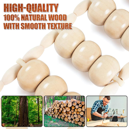 KintKita Wood Therapy Massage Tools,Back Wooden Massage Roller Rope Tool Maderoterapia Kit Professional Cellulite