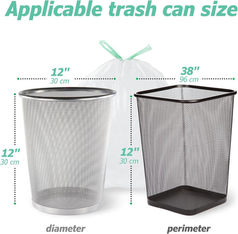 4 Gallon Drawstring Trash Bags, 60 Count, 0.5 Mil Strong Small Garbage Bags for Office Bathroom Kitchen