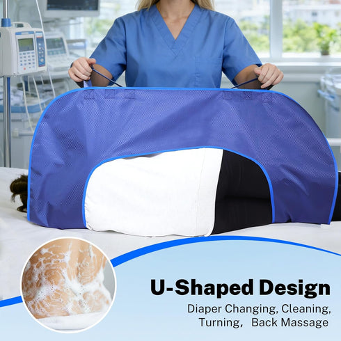 Jionhenn Patient Turning Device for Elderly, U-Shaped Positioning Bed Pads with Handles, Waterproof Reusable Transfer