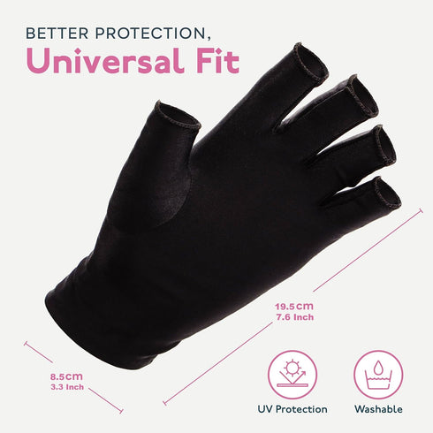 SUNUV LED Gloves for Gel Nails, UPF 50+ Anti UV Gloves for Nail Techs, Professional UV Gloves