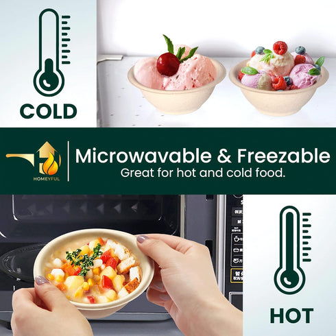 Disposable Paper Bowls, 100pack 8oz Compostable Paper Bowls for Condiments, Ice Cream, Dessert