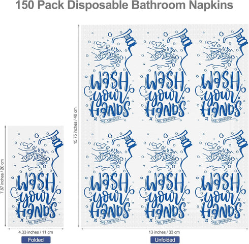 Ruisita 150 Pack Disposable Bathroom Napkins Wash Your Hands Paper Napkins Bathroom Etiquette Guest Dinner Napkins Decorative Paper Hand Towels for Bathroom Wedding Birthday Anniversary, Dark Blue by Ruisita