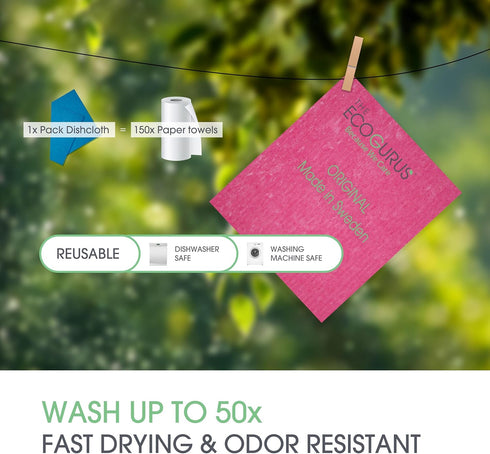 Premium Swedish Dishcloths for Kitchen (10 x Watermelon), Eco-Friendly, Reusable, Absorbent, Cellulose & Cotton