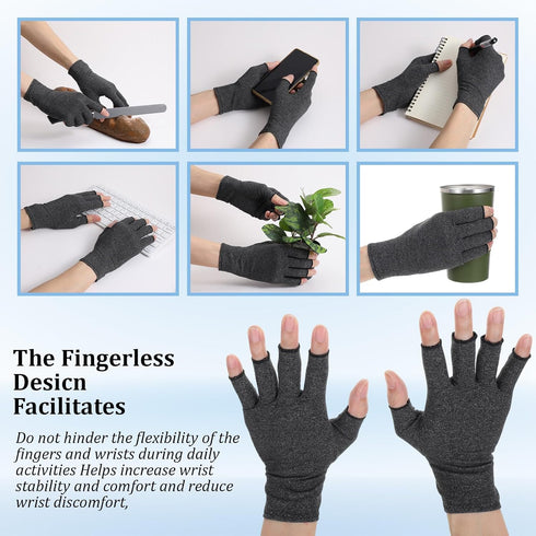 Quilax 7.9 3.1 Fingerless Compression Gloves, x Gray Compression Glove for Women or Men, Comfortable Finger Gloves