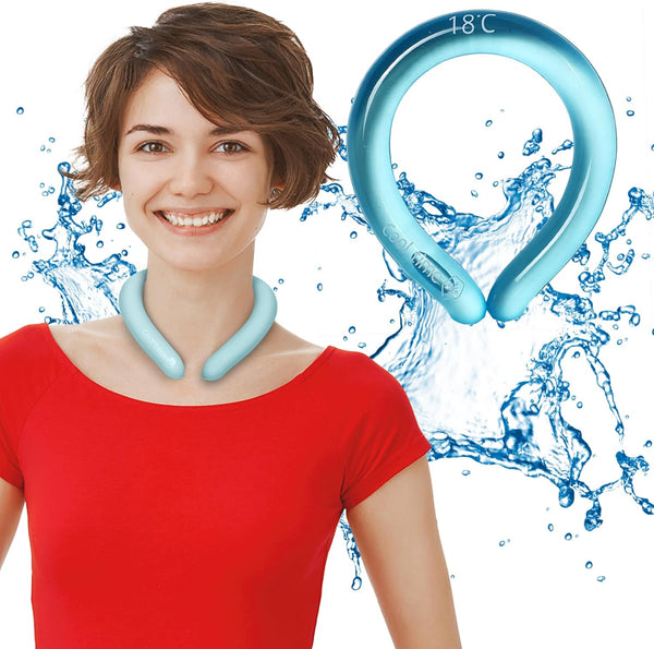 Neck Cooling Tube, Wearable Cooling Neck Wraps for Summer Heat, Hands Free Cold Pack (Blue)