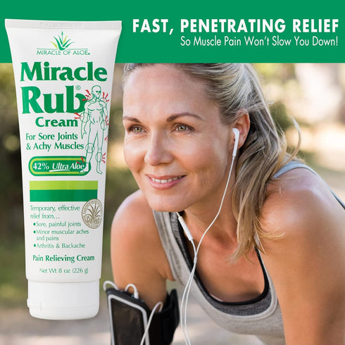 Miracle of Aloe Pain Relieving Cream 8 oz - Fast & Effective Relief for Muscle, Joint, and Arthritis Pain - Maximum
